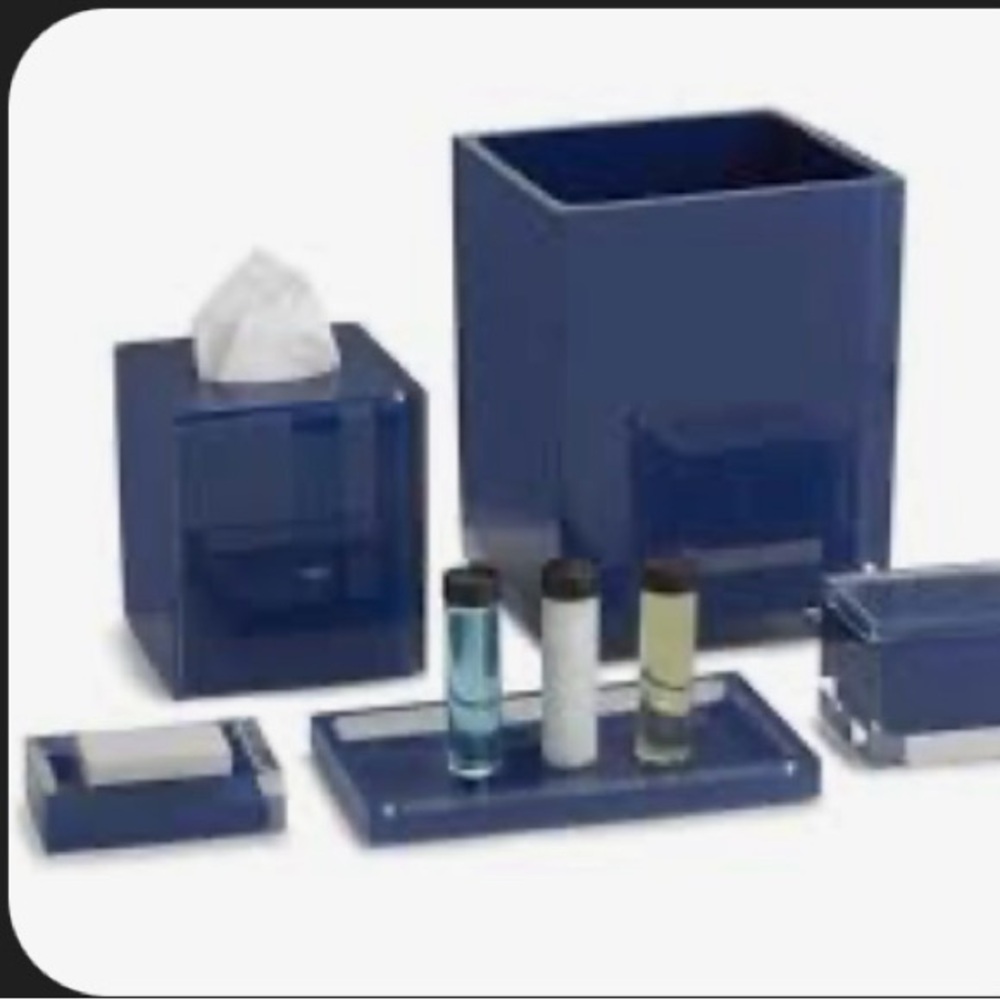 Navy Blue Bath Accessory Set